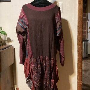 Vintage Unique Staley Gretzinger Art to Wear Bohemian Patchwork Dress.